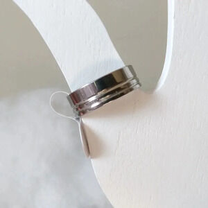 Men’s Triple-Grooved Stainless Steel Ring - Size 10